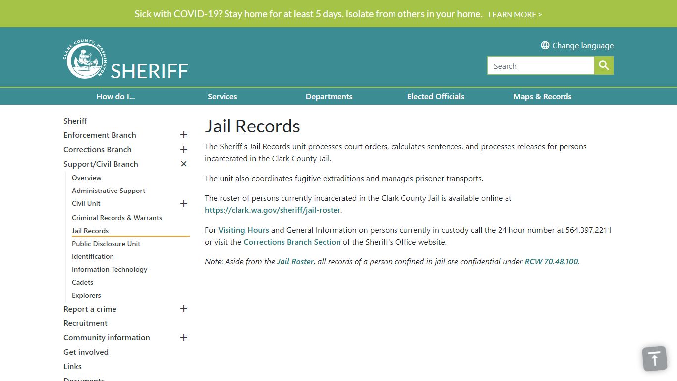 Jail Records | Clark County